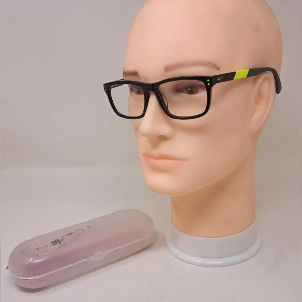 Nike Kid Glasses Frames Swoosh Black Yellow Square 5536 010 49-15-140